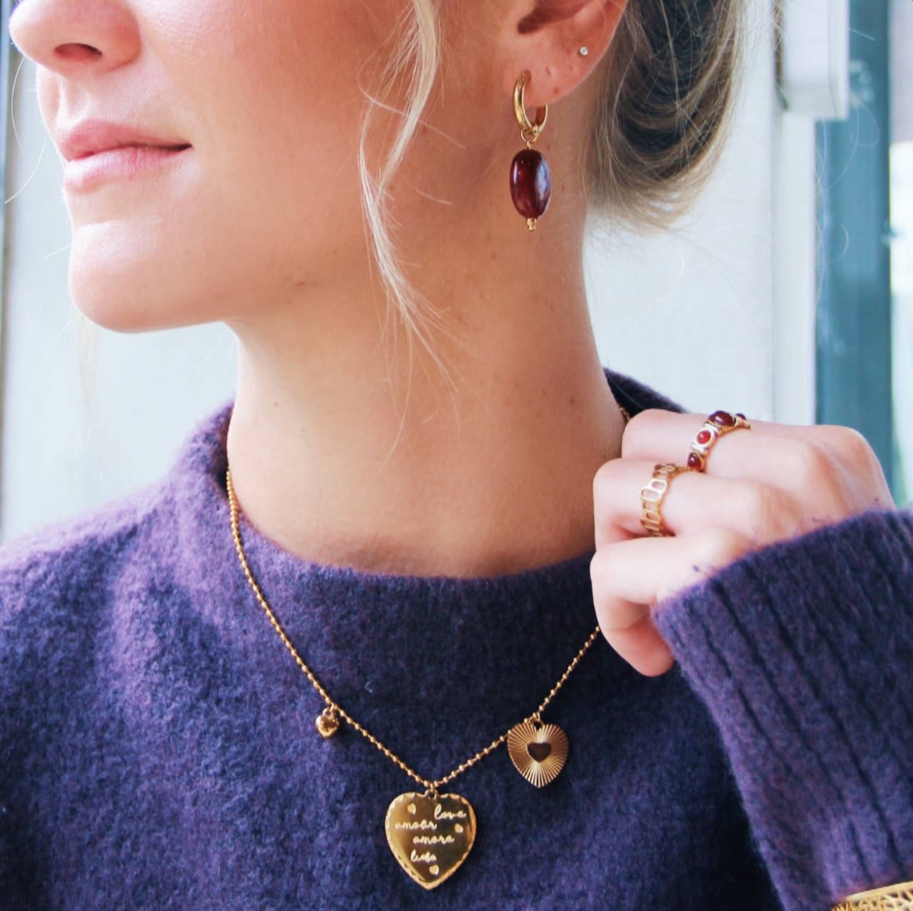 Bazou – wholesale Hänge-/berlockhalsband – Kulkejda halsband med 3 hjärtan1