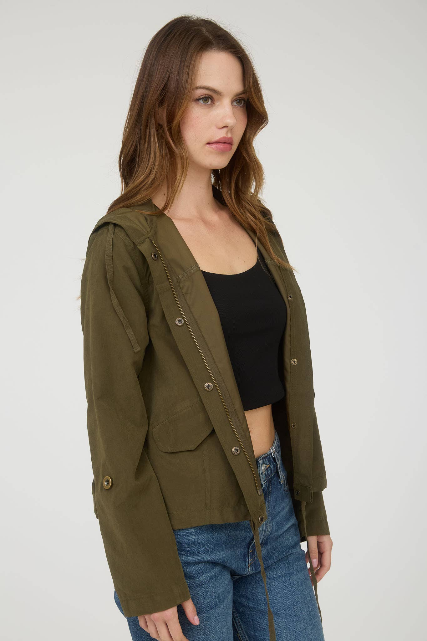 Blu Pepper - Wholesale Jacket - Women's - SNAP BUTTON ZIP UP HOODED JACKET35