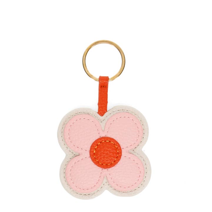 Rex London UK - Wholesale Keychain - Unisex - Faux leather keyring - Pink daisy