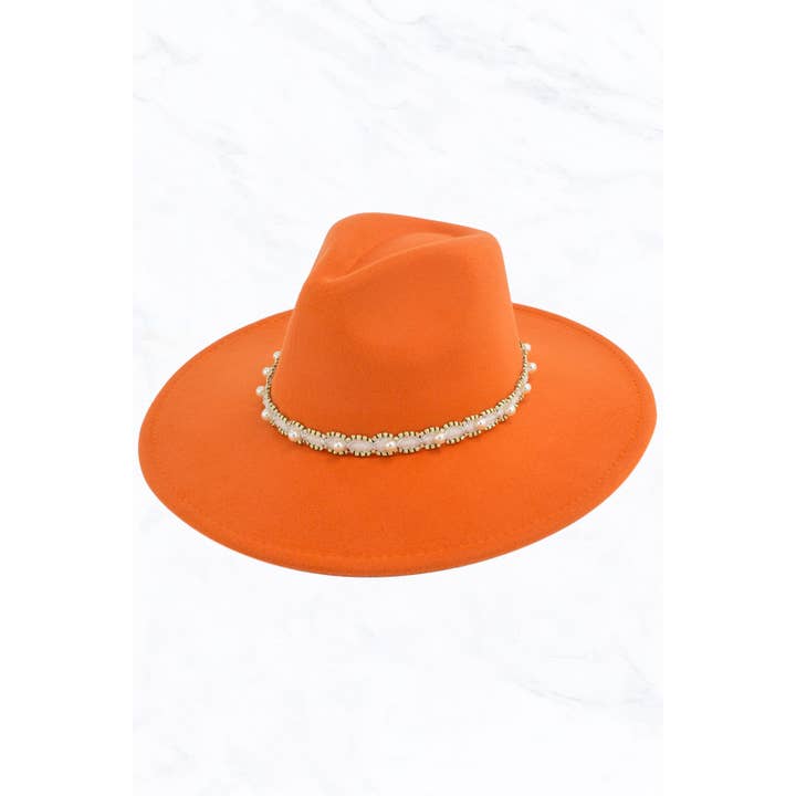 Suzie Q USA - Wholesale Fedora - Women's - Big Brim Peach Heart Top Jazz Hat with Pearl Belt13