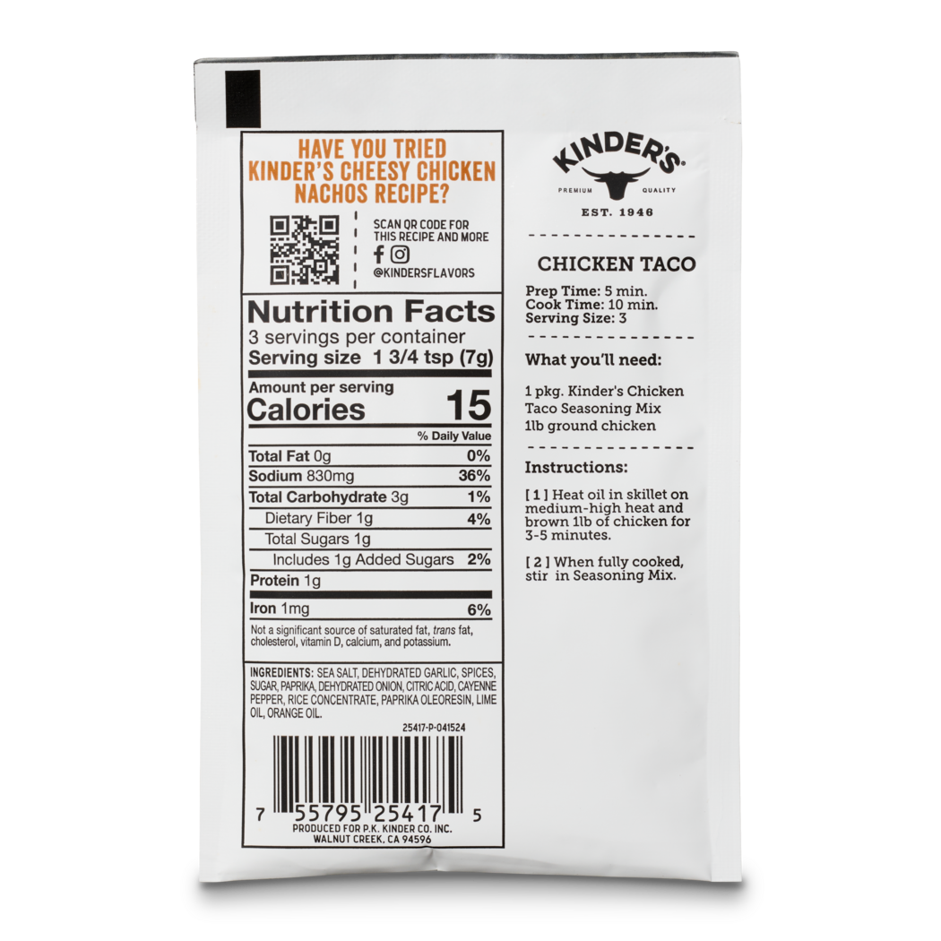 Kinder's Sauces & Seasonings - Wholesale Dried Spice Mix - Chicken Taco Mexican Seasoning 2