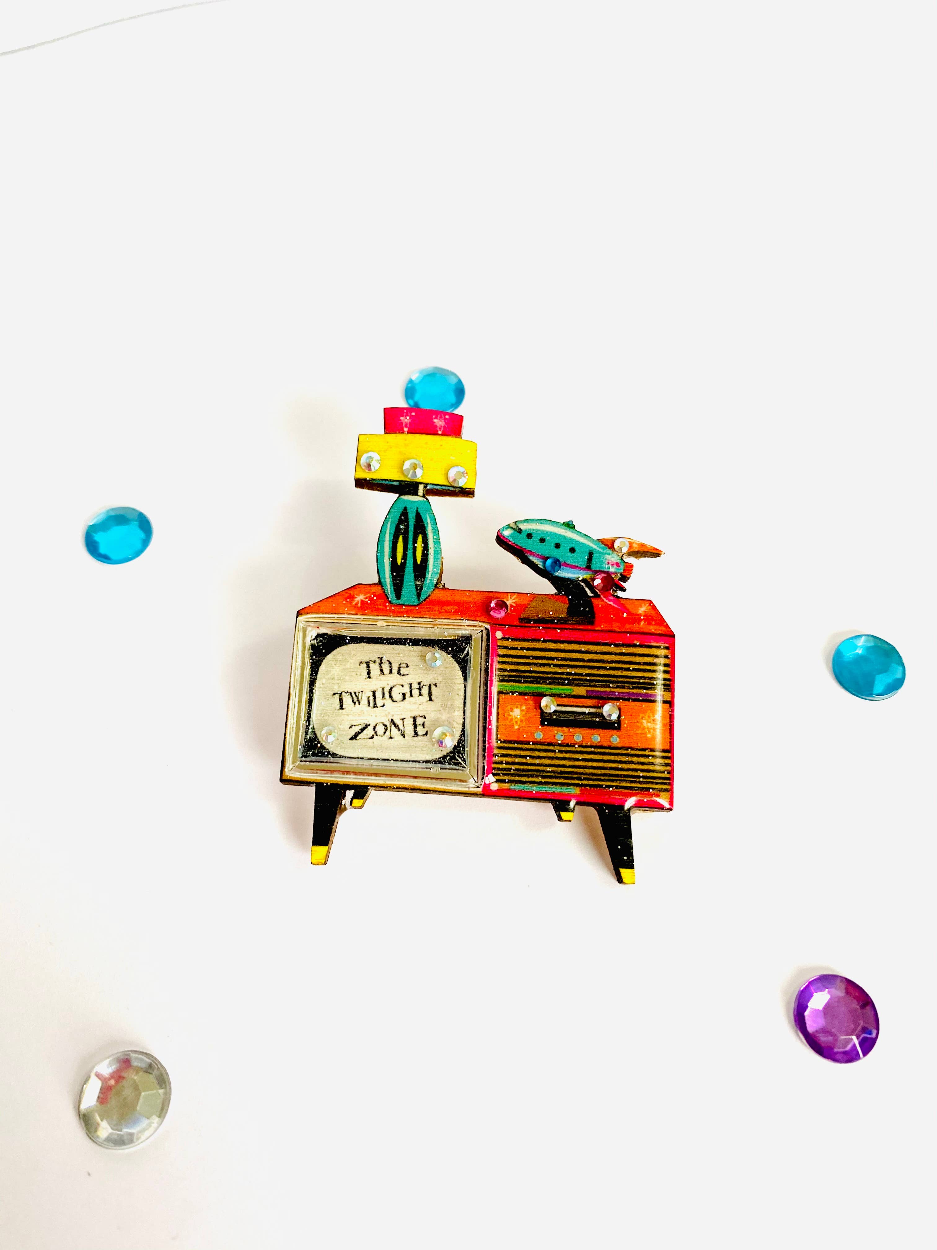 Rosie Rose Parker - Wholesale Brooch - Retro tv brooch colourful summer brooch statement unusual2