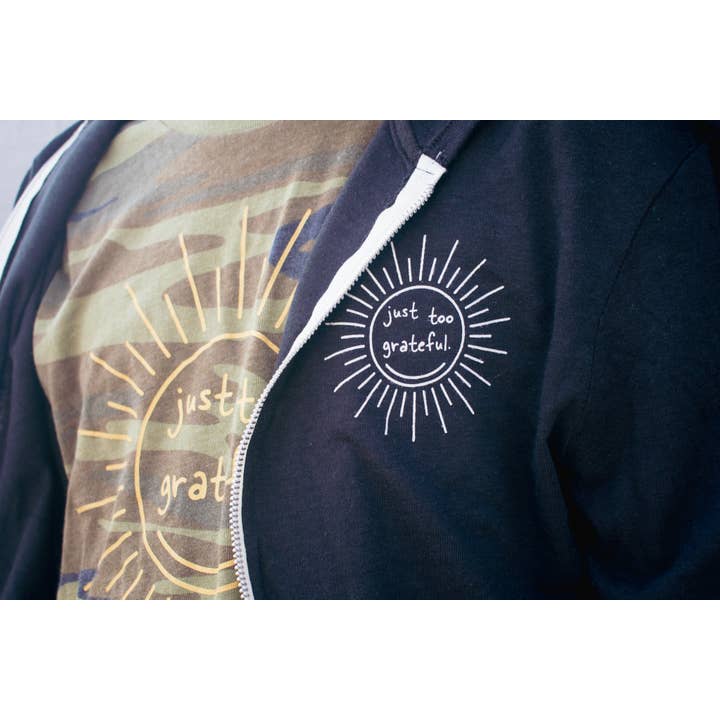 Just Too Grateful Eco Black Zip Up for wholesale by Refresh Collective