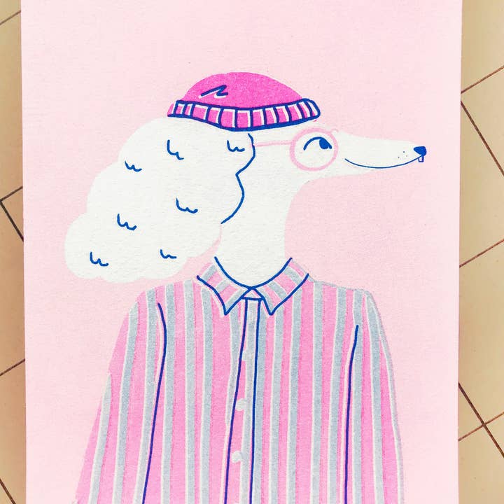 Katinka Feijs - Wholesale Art Print - Handsome Poodle Riso Print, Limited Edition, 14 x 19,5 cm3