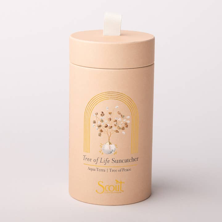 Scout Curated Wears - Wholesale Suncatcher - Suncatcher Tree of Life - Aqua Terra/Peace/Gold