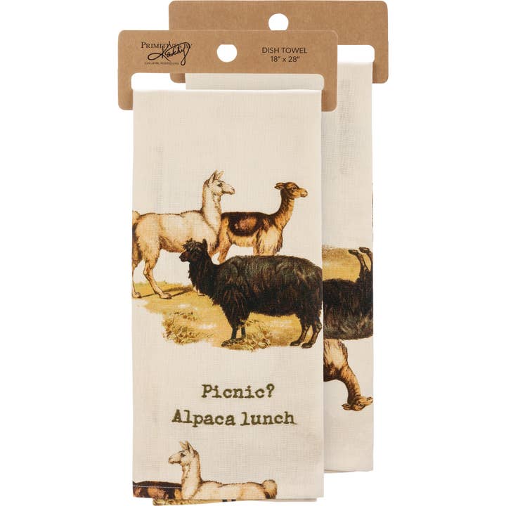 Picnic? Alpaca Our Lunch Kitchen Towel for wholesale by Primitives by Kathy