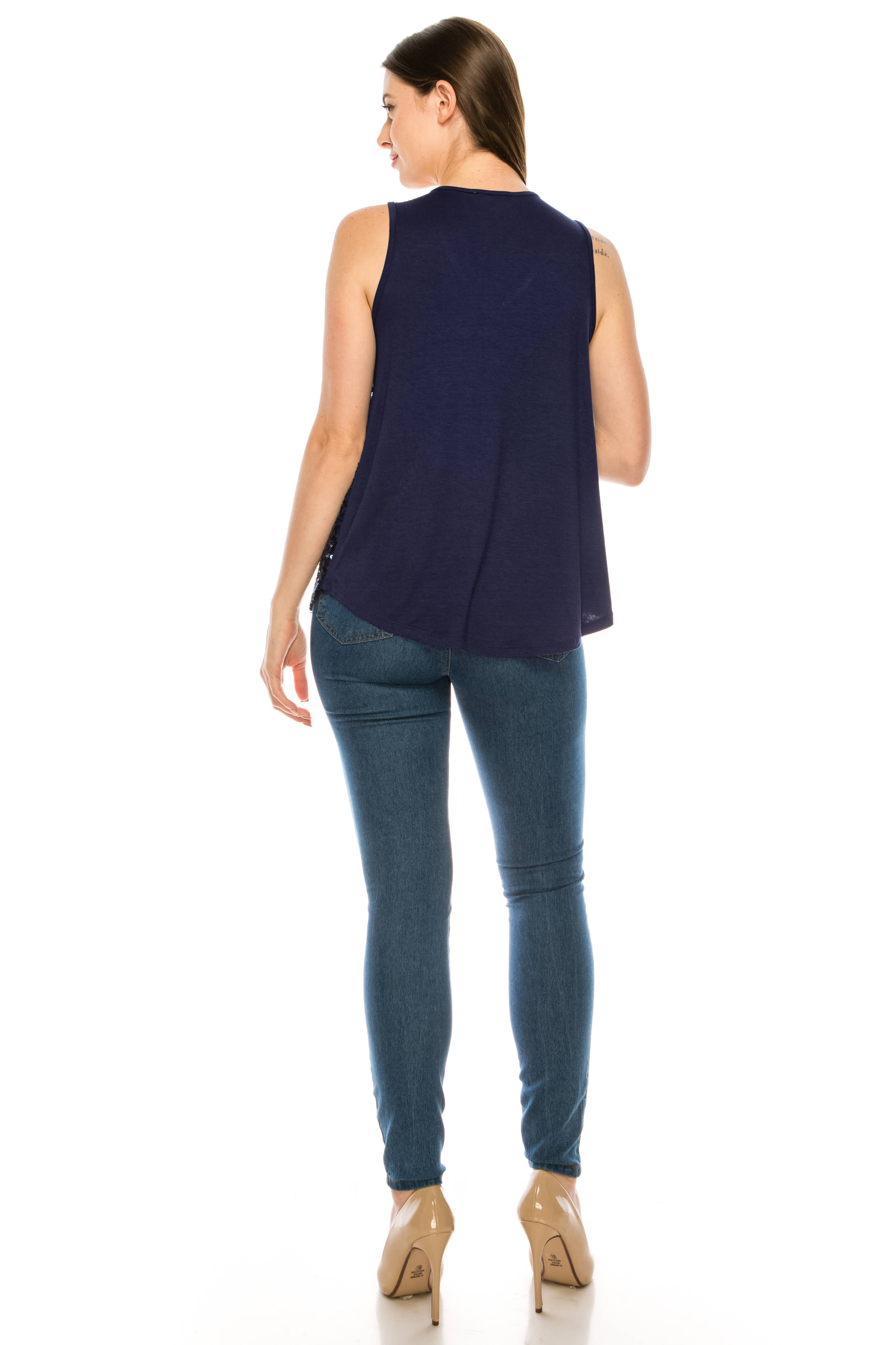 W.A.Y. --Wonderful And Young - Wholesale Tank Top - Women's - Shimmery Sequin V Neck Top Tank15