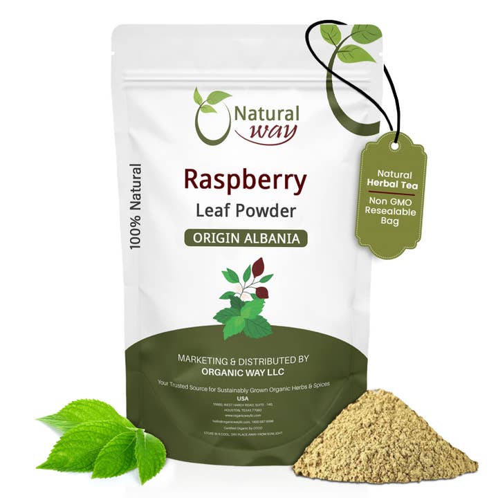 Natural Raspberry Leaf Powder (Rubus idaeus) - Herbal Tea | European Wild-Harvest | Kosher Certified | Vegan, Non-GMO & Gluten Free | 100% Raw from Albania for wholesale by Organic Way LLC
