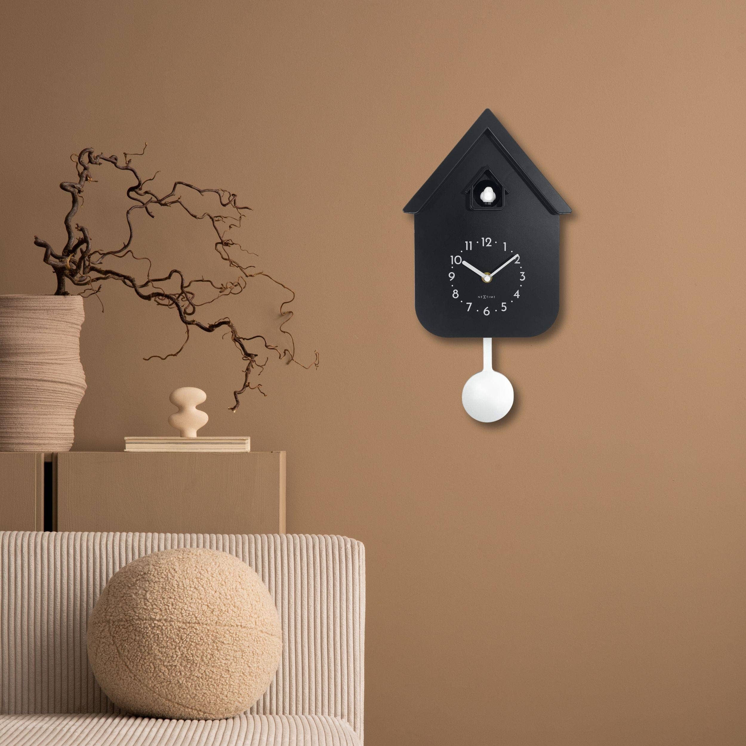 NeXtime - Wholesale Wall Clock - Wall clock 21.5x41.5x8.5cm - Pendulum - Cuckoo -NeXtime 'Twitter'22