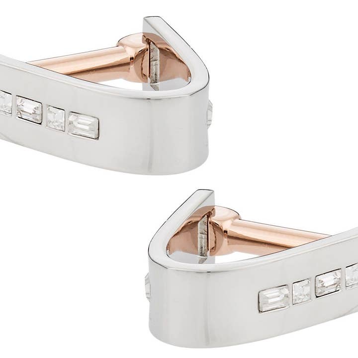 Wrap Around Cufflinks - Crystal Two-Tone for wholesale by Cuff-Daddy