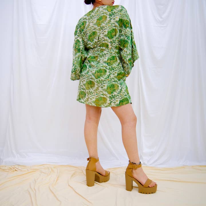 Karma Nepal Crafts - Wholesale Kimono - Women's - Silk Short Bohemian Kimono with Pockets