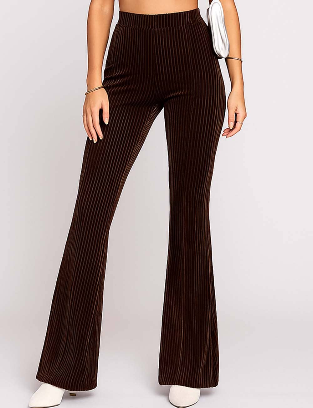 Sweetkama - Vendita all'ingrosso Pantalone - Donna - Pantaloni in Velluto a Coste da Donna a Vita Elastica a Tinta Unita Leggermente Svasati6