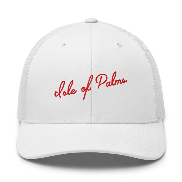 Casquette Trucker Brodée Isle of Palms Caroline du Sud | Fil Rouge pour la vente par CRE PYT