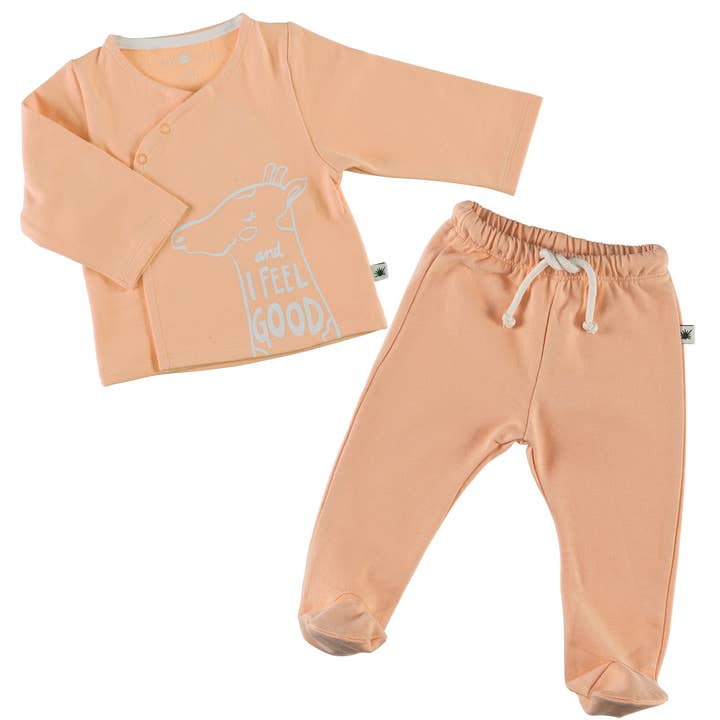 Little Yucca – wholesale Top & trousers set – Baby – "Moonwalk" Organic Cotton Baby Set - Powder