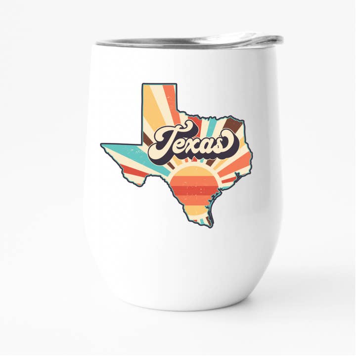 Bicchiere da vino Texas retrò, bicchiere State Pride per la vendita all'ingrosso da parte di Fbombs & Booze