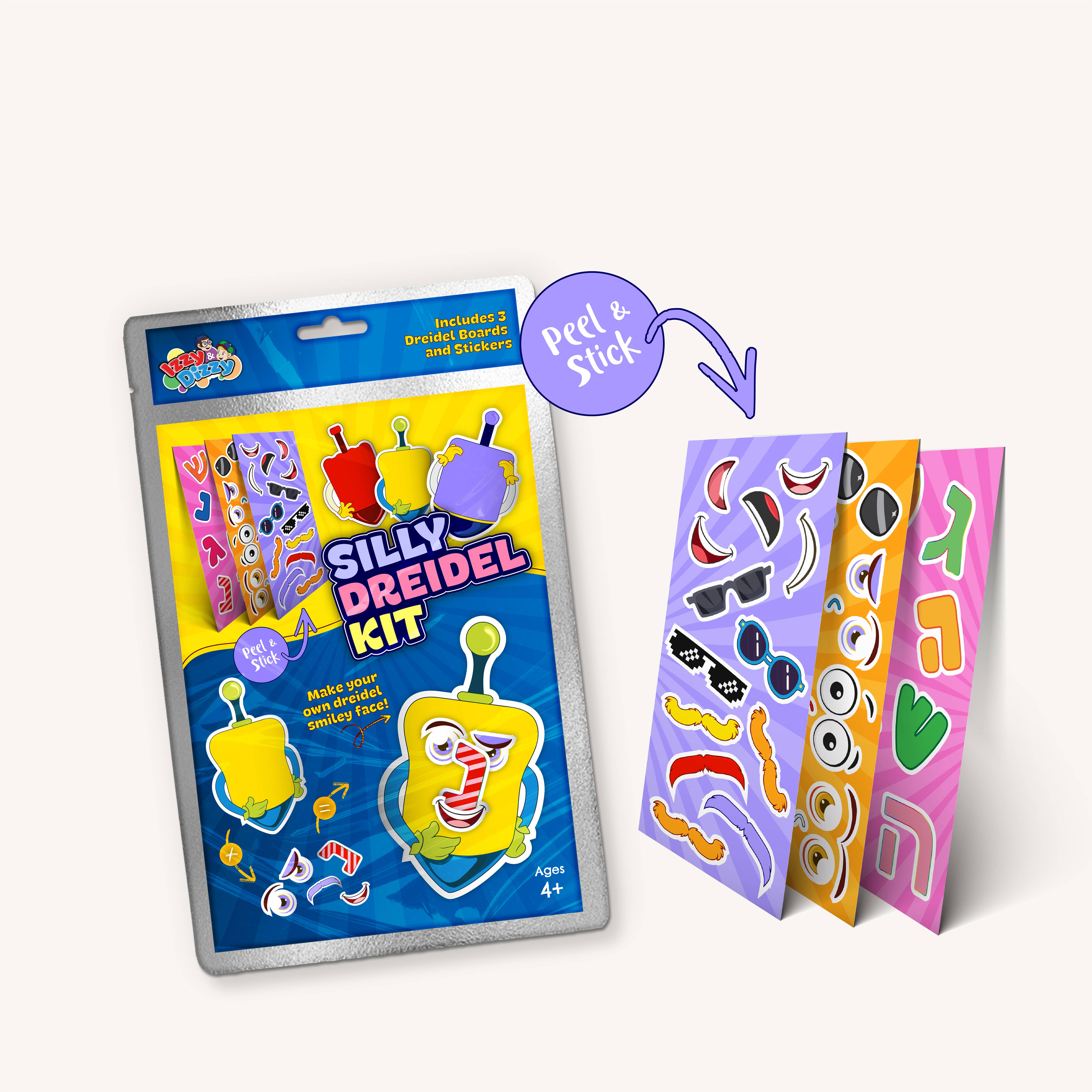Ner Mitzvah - Wholesale DIY Craft Kit - Kids - Silly Dreidel Sticker Making Kit2