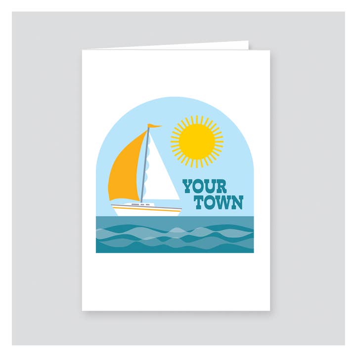 Tarjeta de notas personalizada de la ciudad con vista a velero para venta al por mayor de Rock Scissor Paper
