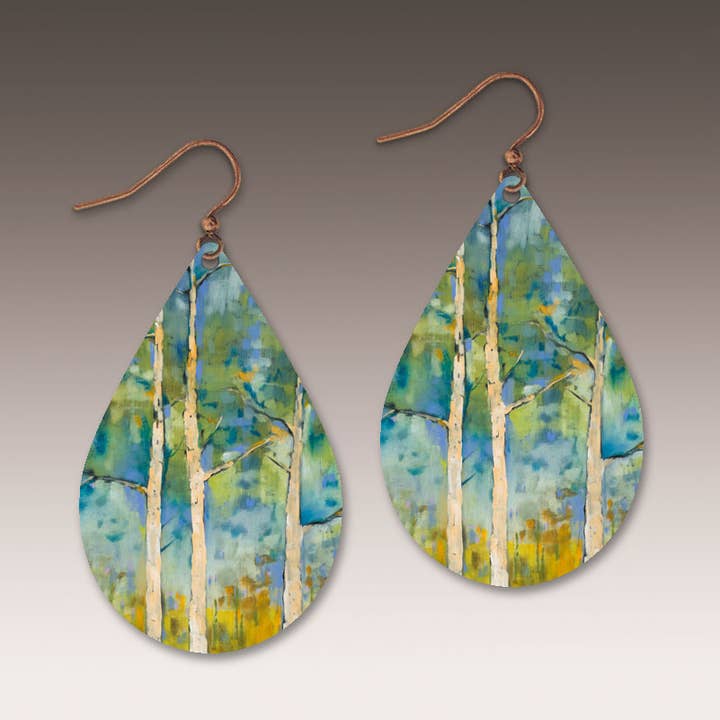 Lente Aspen Bloemblad Druppel Handgemaakte Oorbellen voor wholesale door Illustrated Light & DC Designs