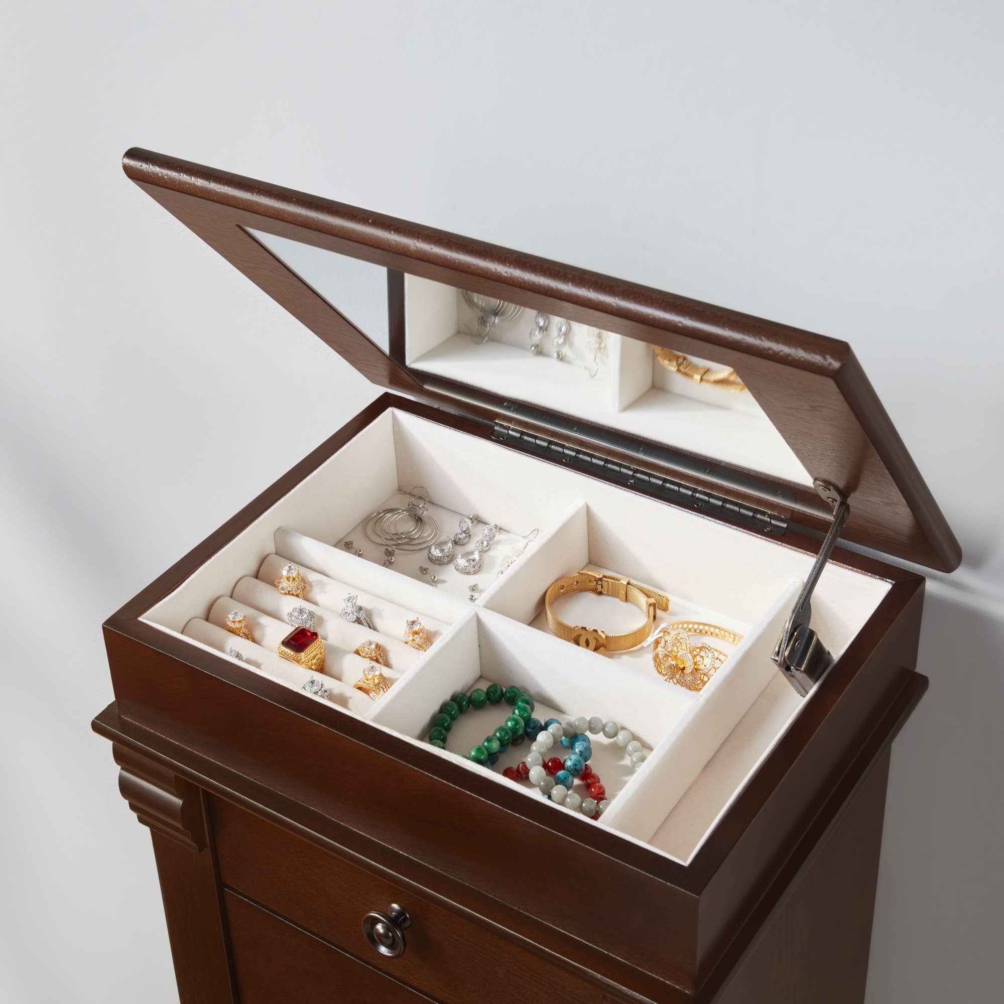 HOMYCASA DESIGN INC - Wholesale Jewelry Box/Organizer - Homy Casa 5-Drawer Jewelry Armoire with Swing Doors, Cherry4