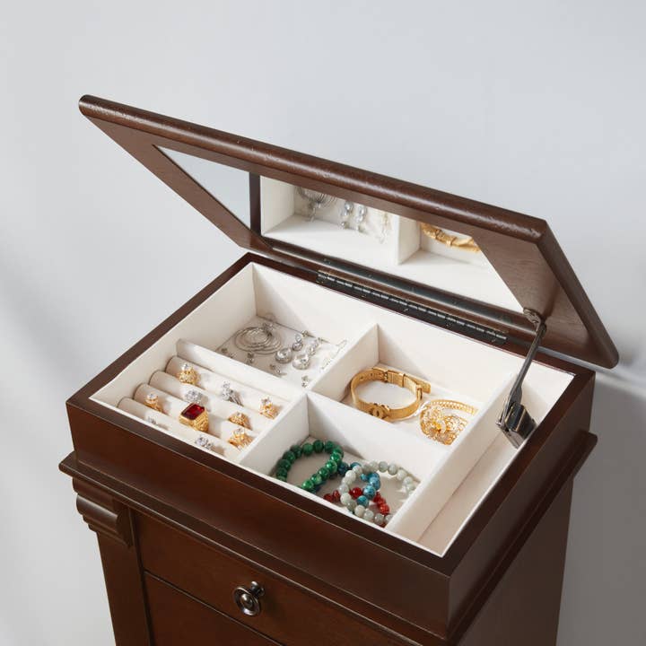 HOMYCASA DESIGN INC - Wholesale Jewelry Box/Organizer - Homy Casa 5-Drawer Jewelry Armoire with Swing Doors, Cherry4