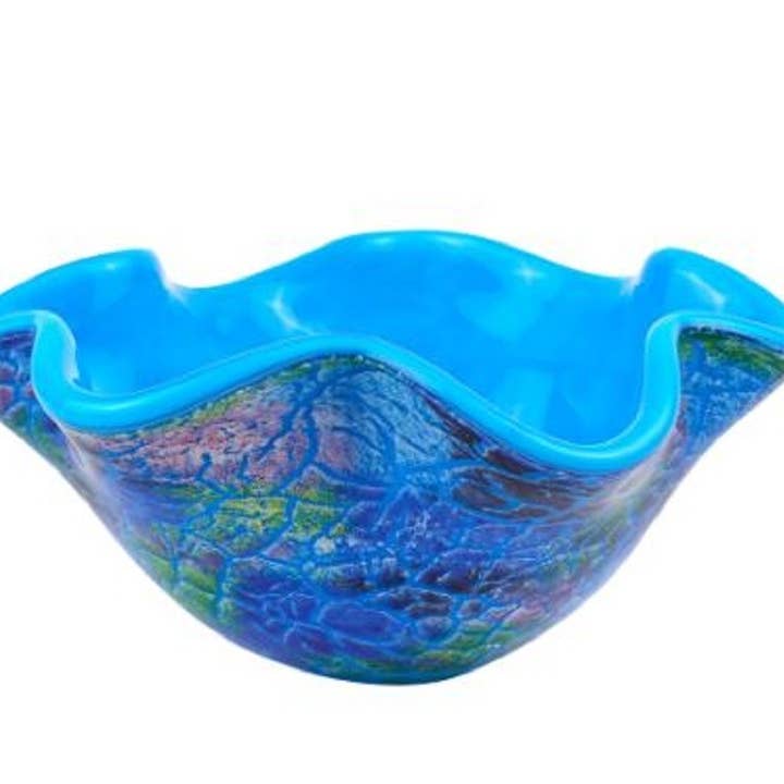 Abstract Multi Color Glass Centerpiece Bowl for wholesale by HomeRoots