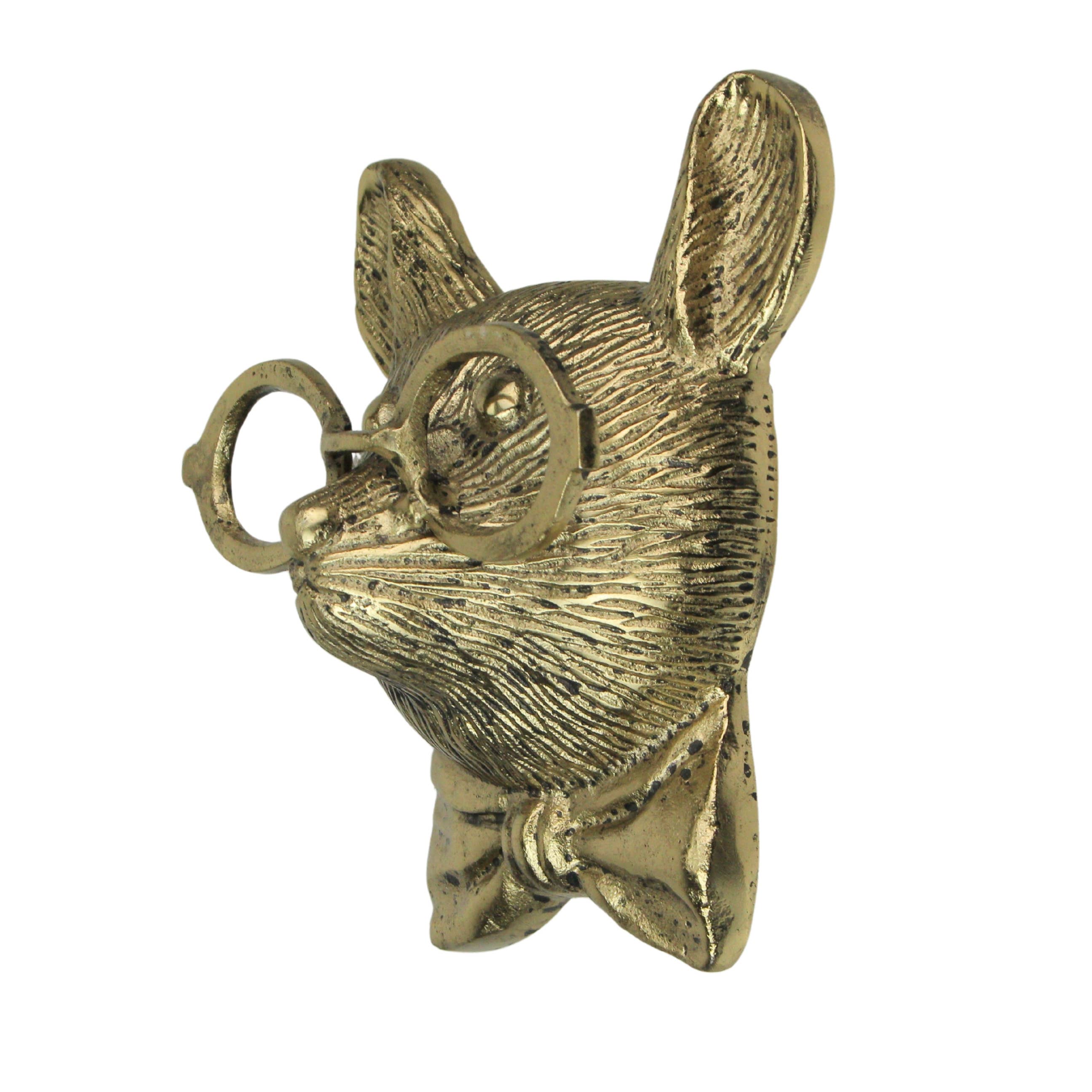 Zeckos - Wholesale Wall decor – Kids & Baby - Gold Mouse Head Wall Hanging with Spectacles – 8.5" High4