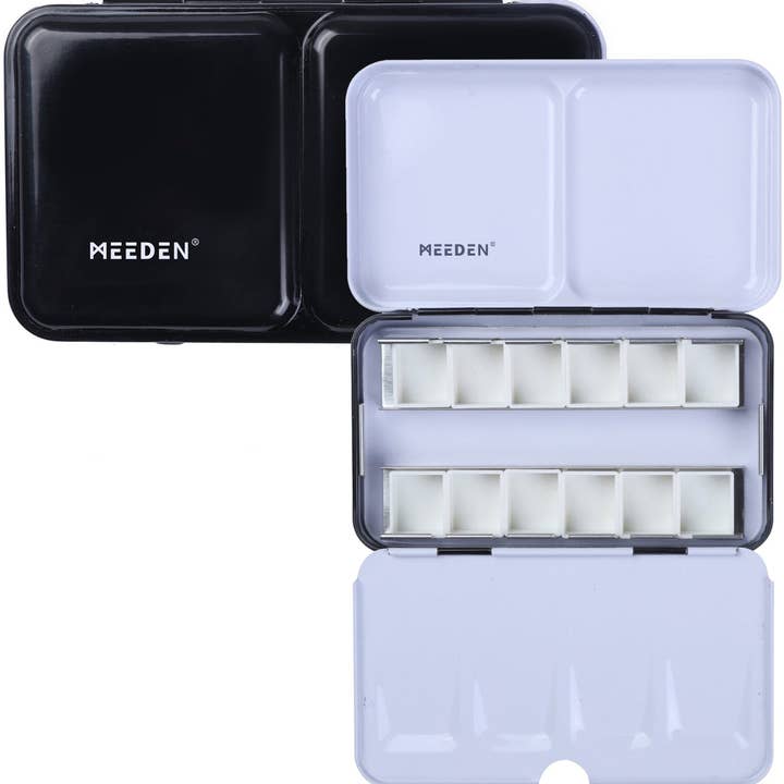 Pintar Art Supply - Wholesale Palette/Mixing Tray - MEEDEN Empty Watercolor Tin Palette, Small Travel Metal Paint Box with 12 Pcs Half Pans