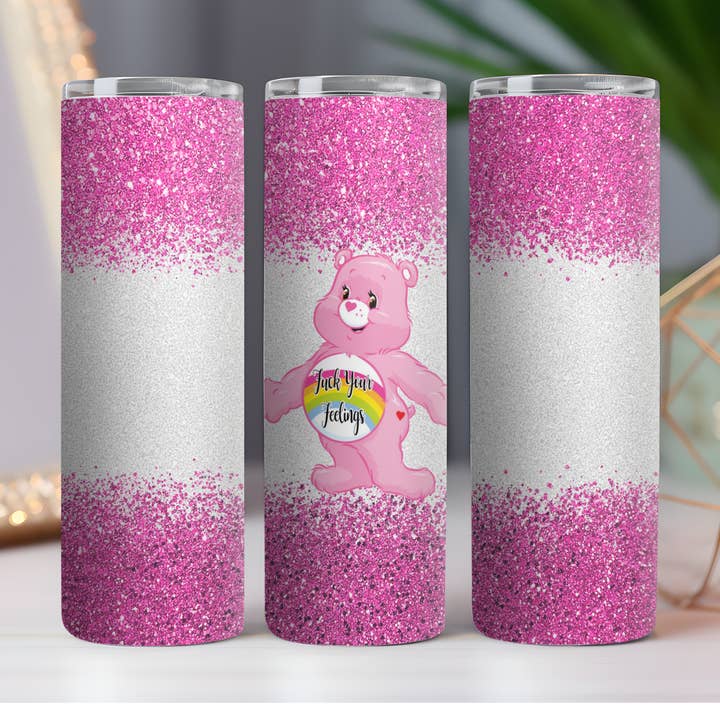 Care Bear Fuck Your Feelings 20 oz. Skinny Drink Tumbler for wholesale by 316 Legacy LLC