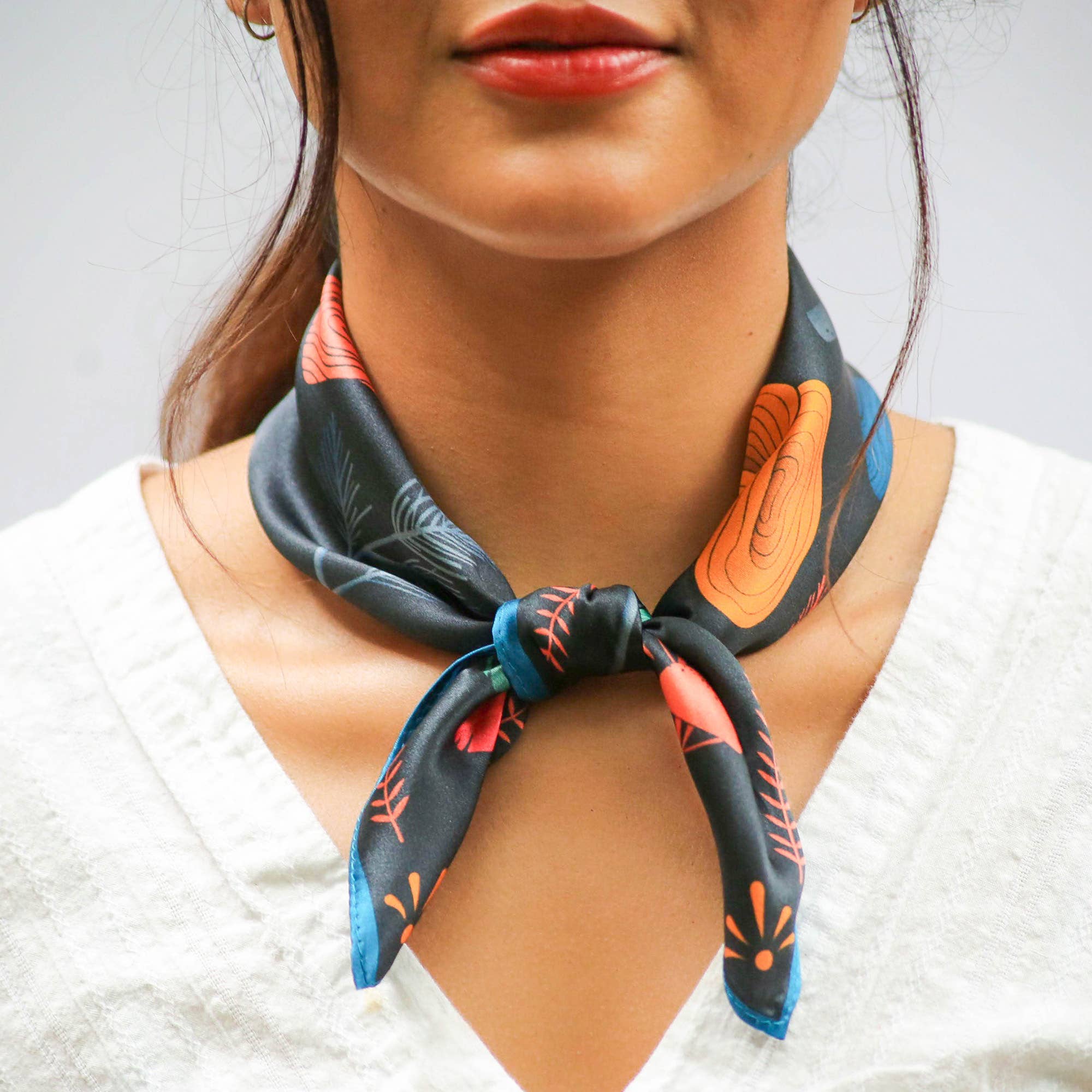 Arlo Goods - Vente Écharpe – femme - Randonnons ! Foulard Soie Foncé6