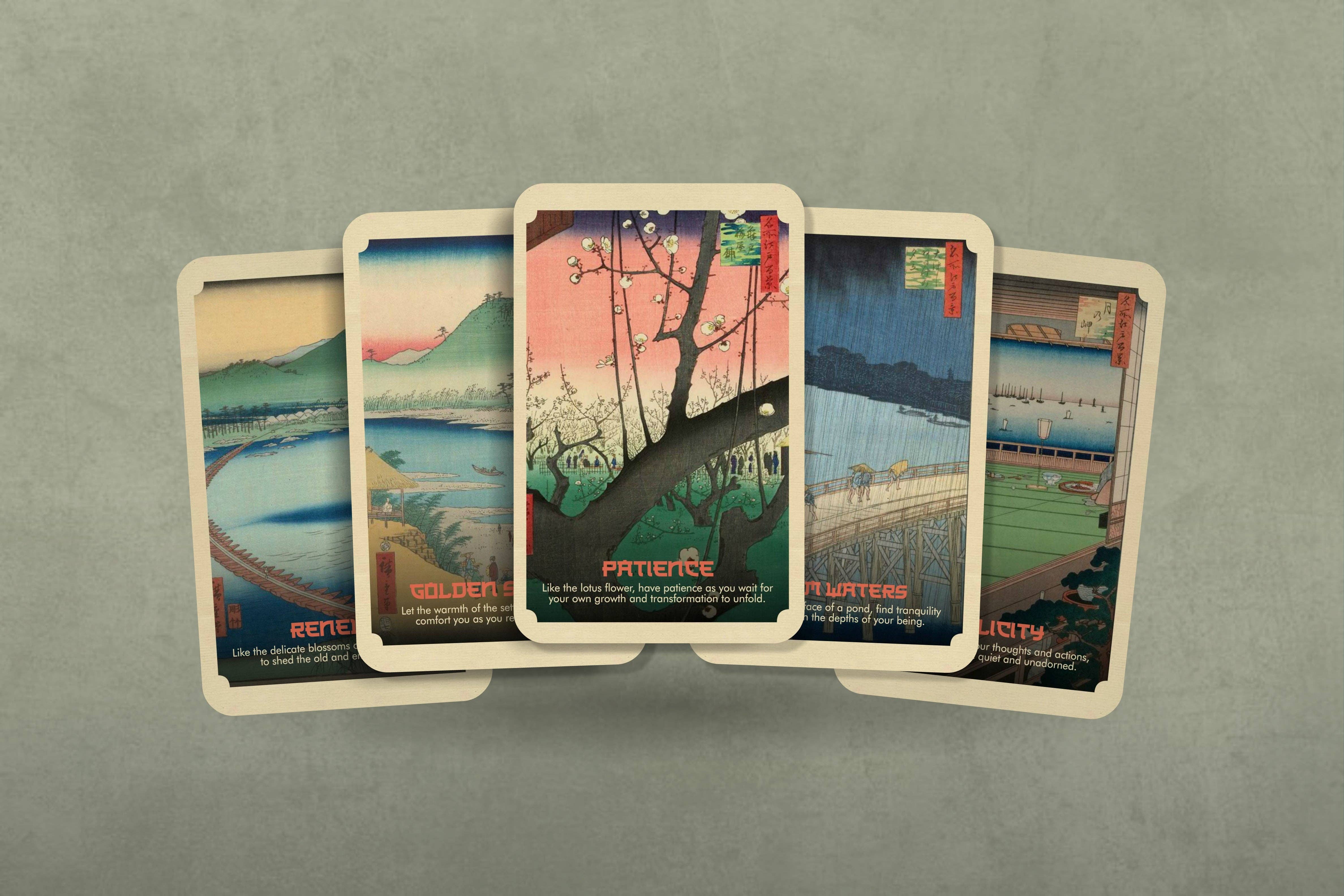 Ibiza Tarot USA - Vente Cartes de tarot - Moments of Zen : Un deck Oracle d'Andō Hiroshige6