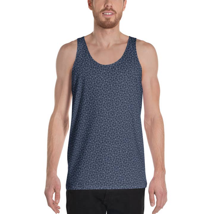 Penrose White - Made to Order All Over Tank Top - Navy for wholesale by symbolika