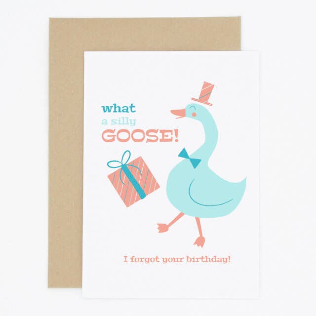 Carte d'anniversaire tardive Fairy Tale Silly Goose pour la vente par Madame Annie et Fils