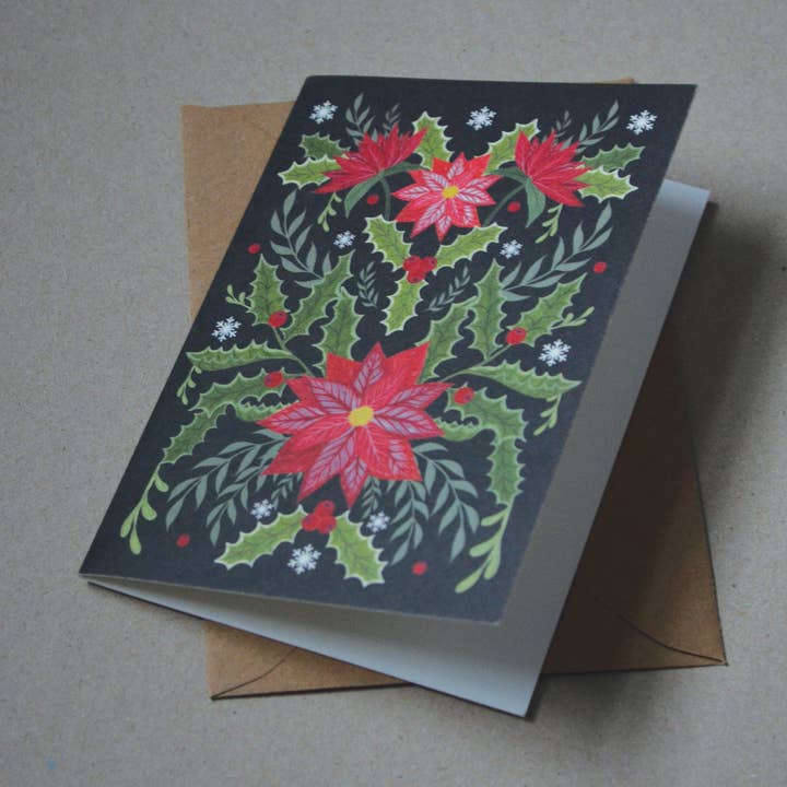 Winter Rose Winter Foliage Greetings Card for wholesale by Elle Morse