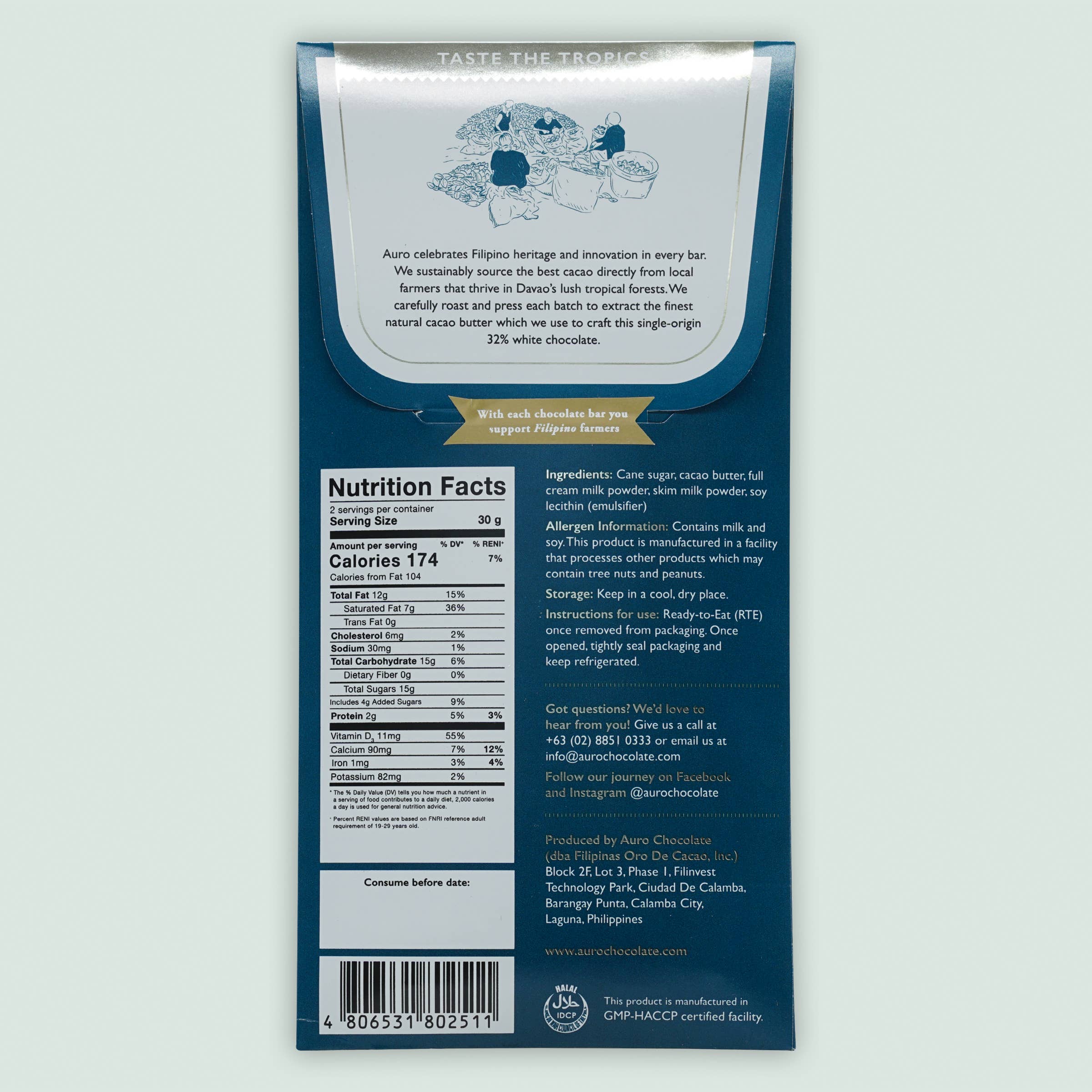 Bar & Cocoa Chocolate - Wholesale Chocolate Bar - Auro White Chocolate 32% (Filipino Origin)1