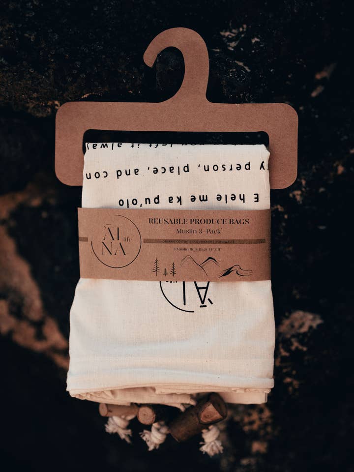 Hawaiian Reusable Bulk Bag 3-Pack | 100% Organic Cotton for wholesale by 'AINA life