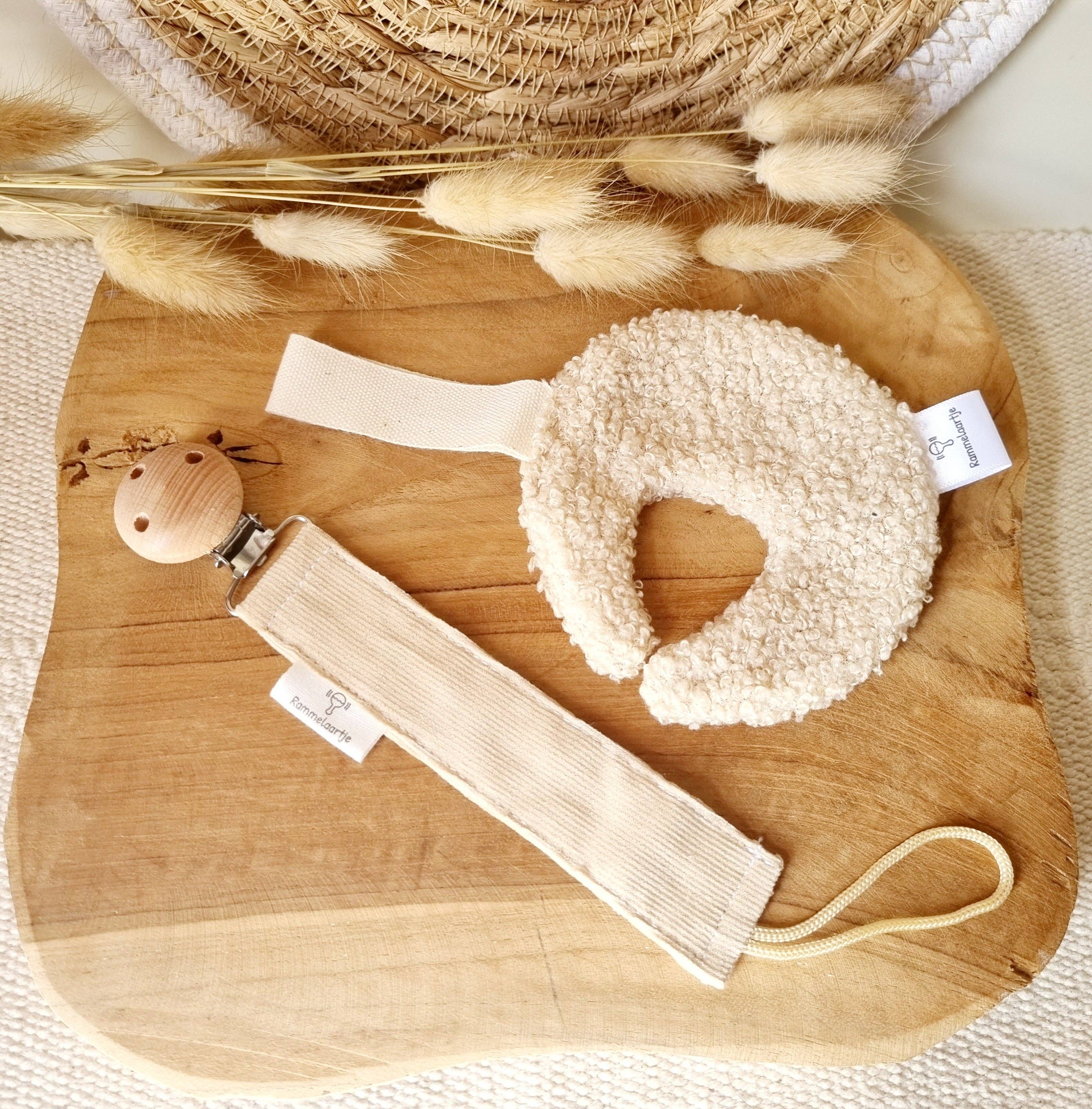 Rammelaartje - Wholesale Pacifier Clip - Baby - Basic corduroy pacifier clip - Beige1