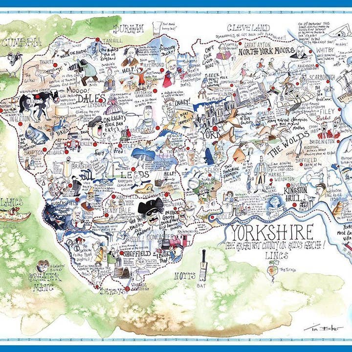 All Jigsaw Puzzles - Wholesale Puzzle - Adult - Map of Yorkshire - Tim Bulmer 1000 Piece Jigsaw Puzzle