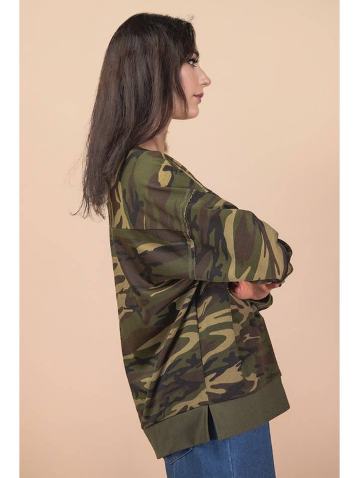 VERY J - Wholesale Knit Top - Women's - NT12318-Leopard & Camo Printed Knit Casual Top8