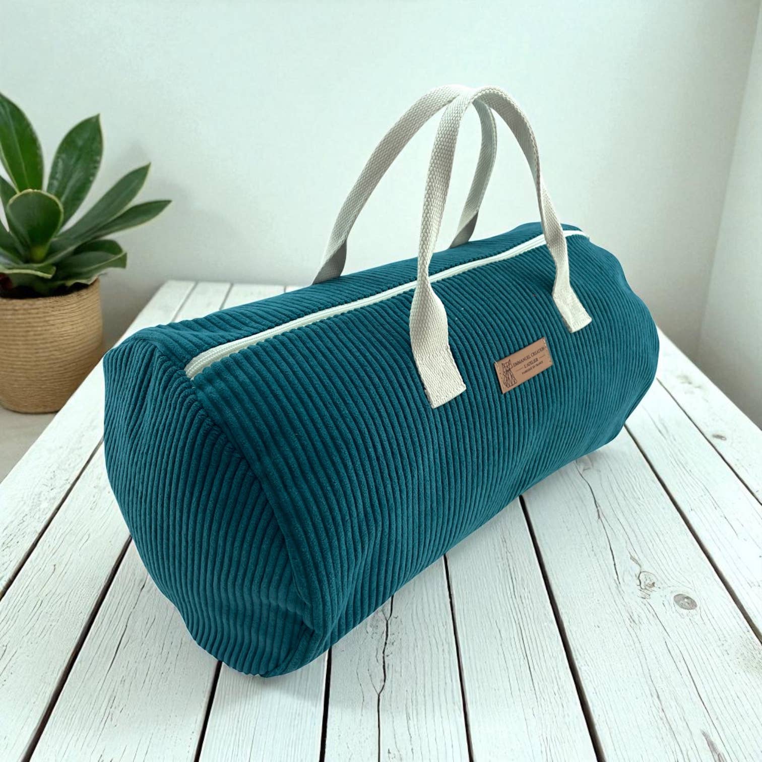 Emmanuel Création - Wholesale Weekender Bag - Unisex - Duffle bag, "Corduroy" petrol4