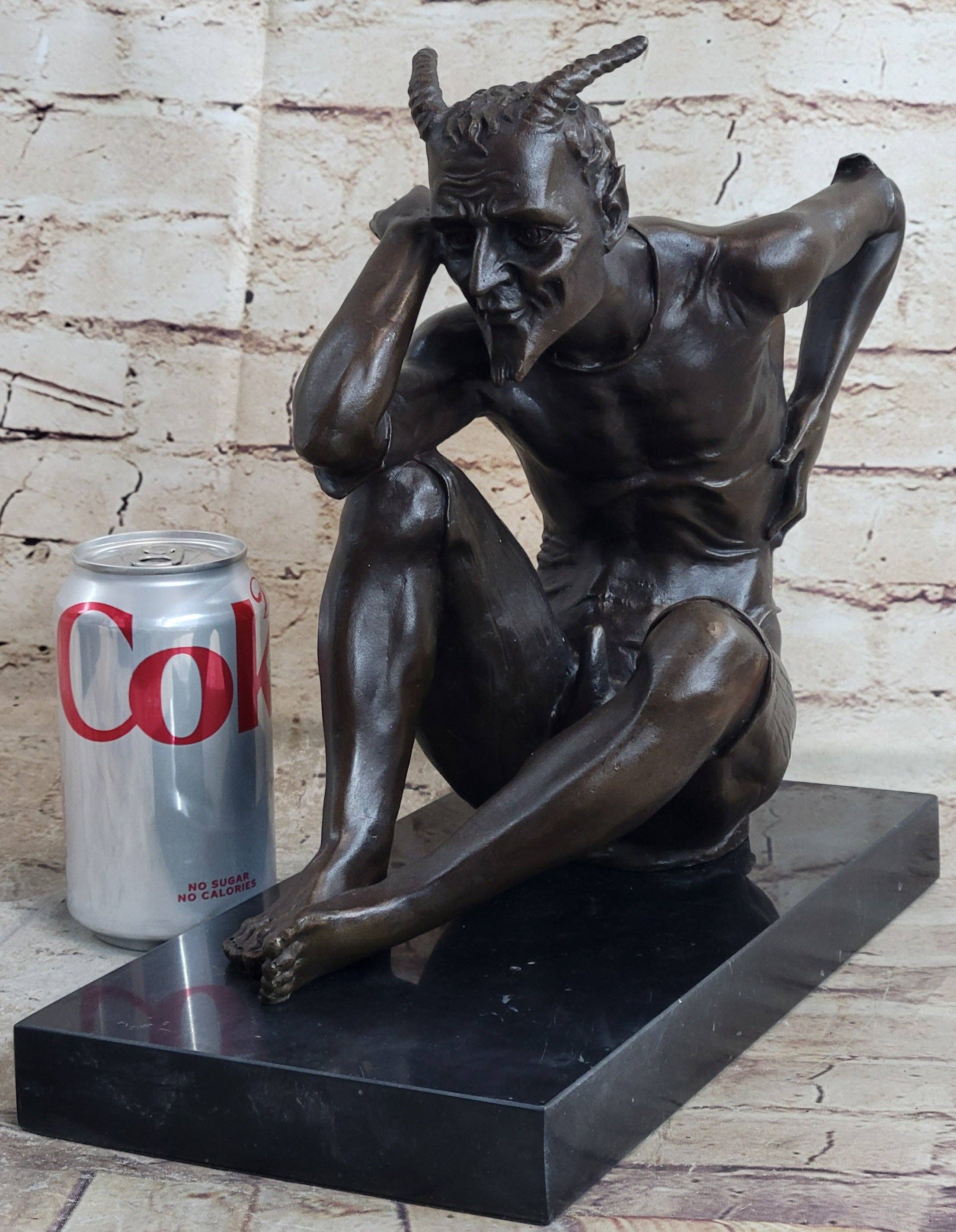 Bronzhaus - Wholesale Sculpture - Satan Devil Demon Satyr Bronze Statue Sculpture Figure Art 7.5" x 8"1