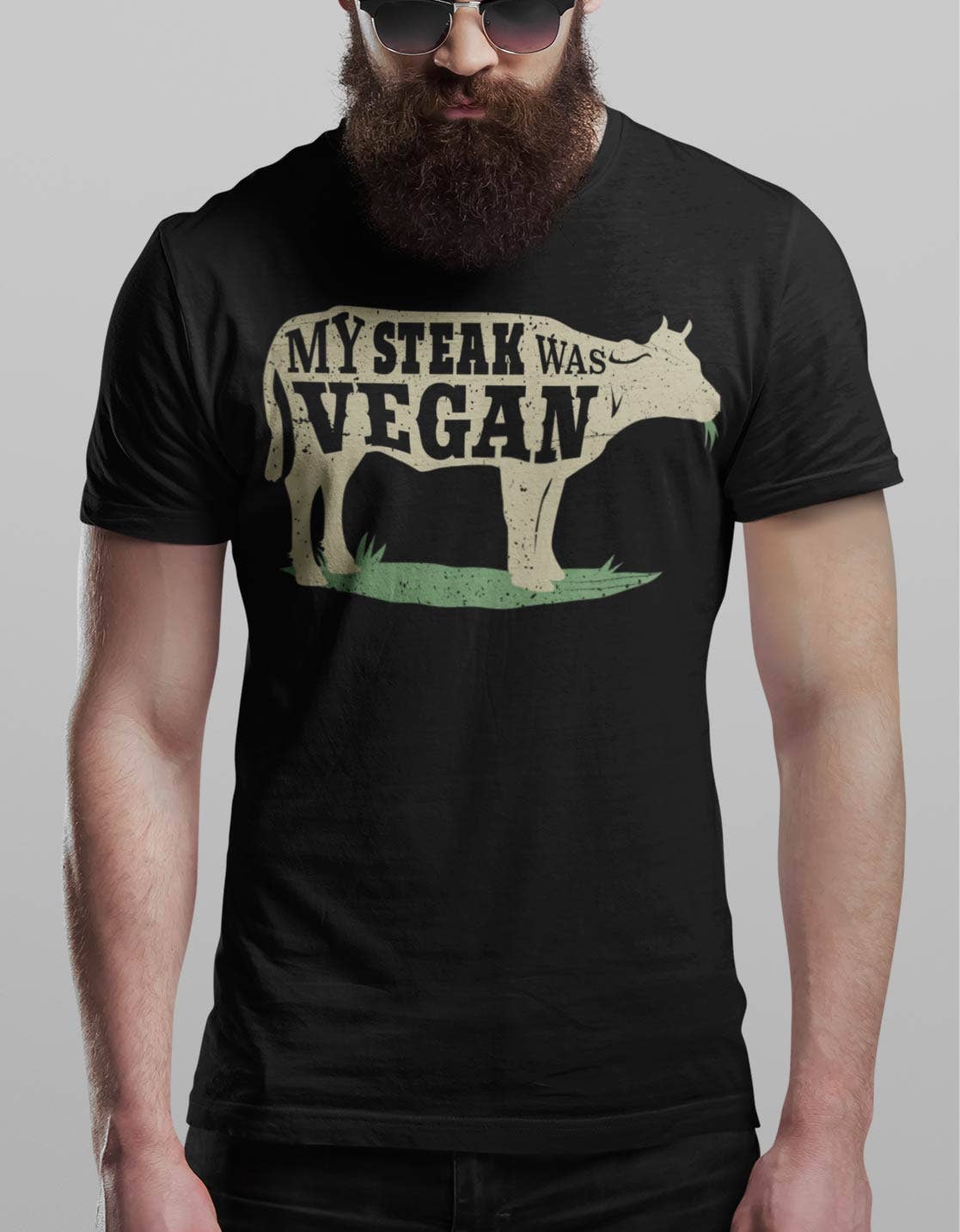 Hunt Hook Eat – T-shirt estampada - Homem por atacado – O meu Bife foi Tee Vegan1