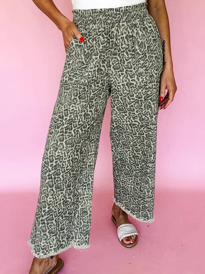 Leopard Print Raw Hem Elastic Waist Loose Pull On Jeans and other Purchase Wholesale pull on jeans. Free Returns & Net 60 Terms on Faire trending on Faire.