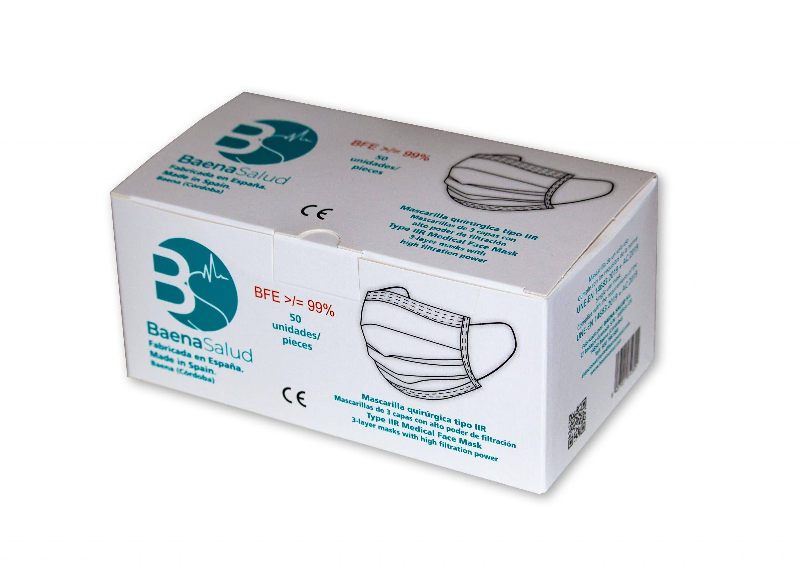 BAENA SALUD - Vente Masque/visière de protection pour le visage - Masque chirurgical bleu type IIR (50 pièces)8