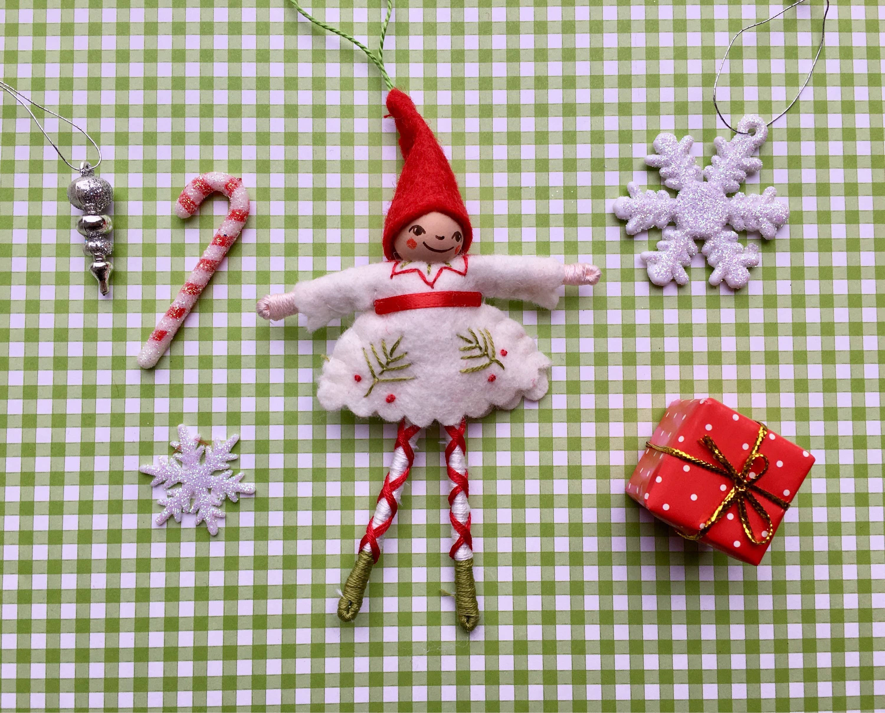 Pea Soup - Wholesale Ornament - Happy Holidays Pixie Ornament in White1