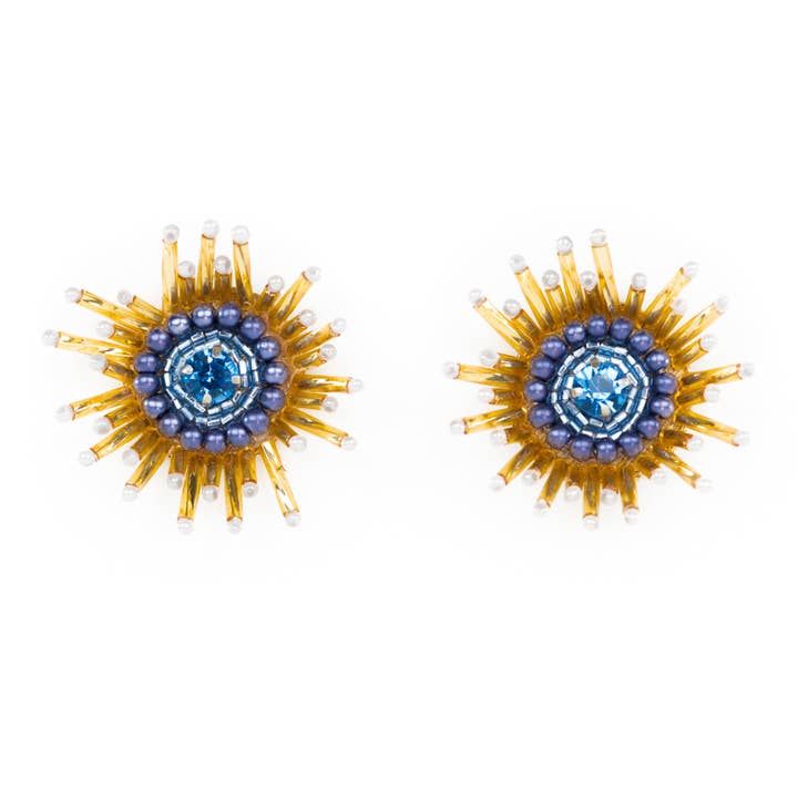 Sunburst Earrings in Blue for wholesale by Beth Ladd Collections