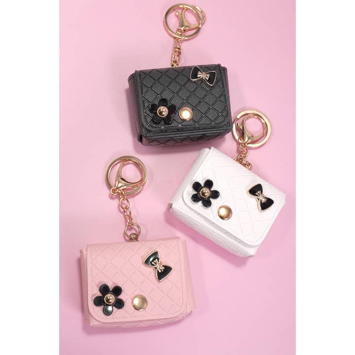 JOSSLYN by wall to wall - Wholesale Keychain - Women's - MINI DESIGNER BAG BOW FLOWER KEYCHAINS BAG CHARM | 40KC1292