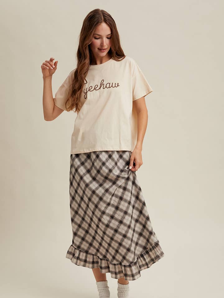 'YEEHAW' STITCHED KNIT TEE / WL25-11643 for wholesale by Wishlist Apparel