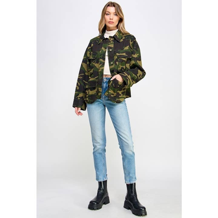 Baie Bleue - Wholesale Jacket - Women's - CAMOUFLAGE SOFT FABRIC OVERSIZED CARGO JACKET17