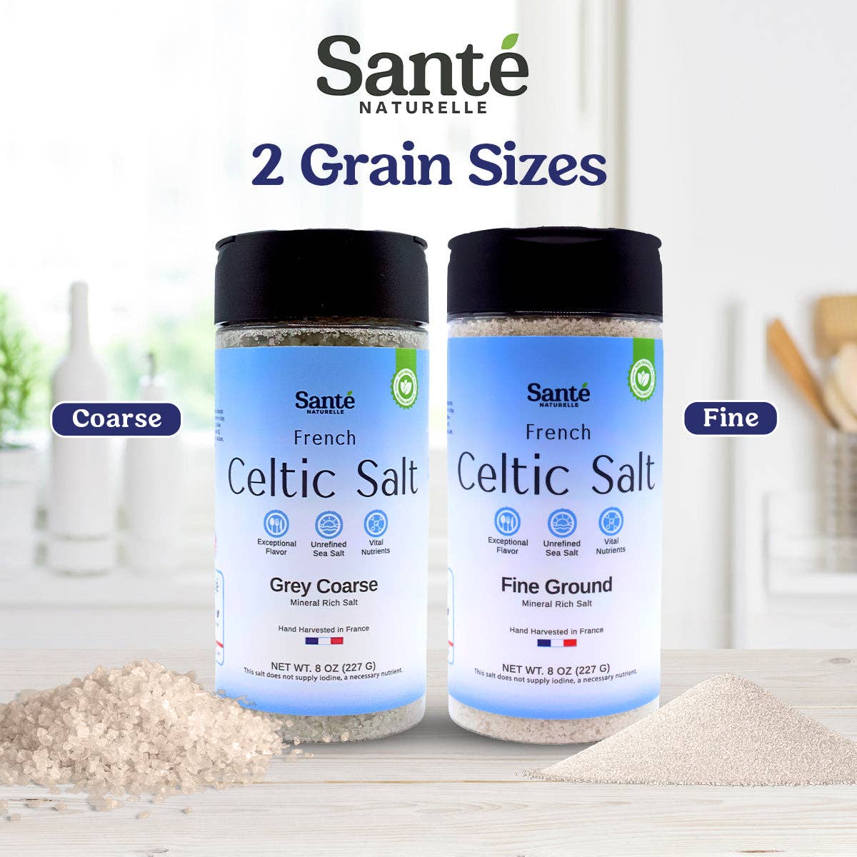 Sante Naturelle Salt - Wholesale Salt - French Celtic Sea Salt Grey Coarse 8oz Shaker6