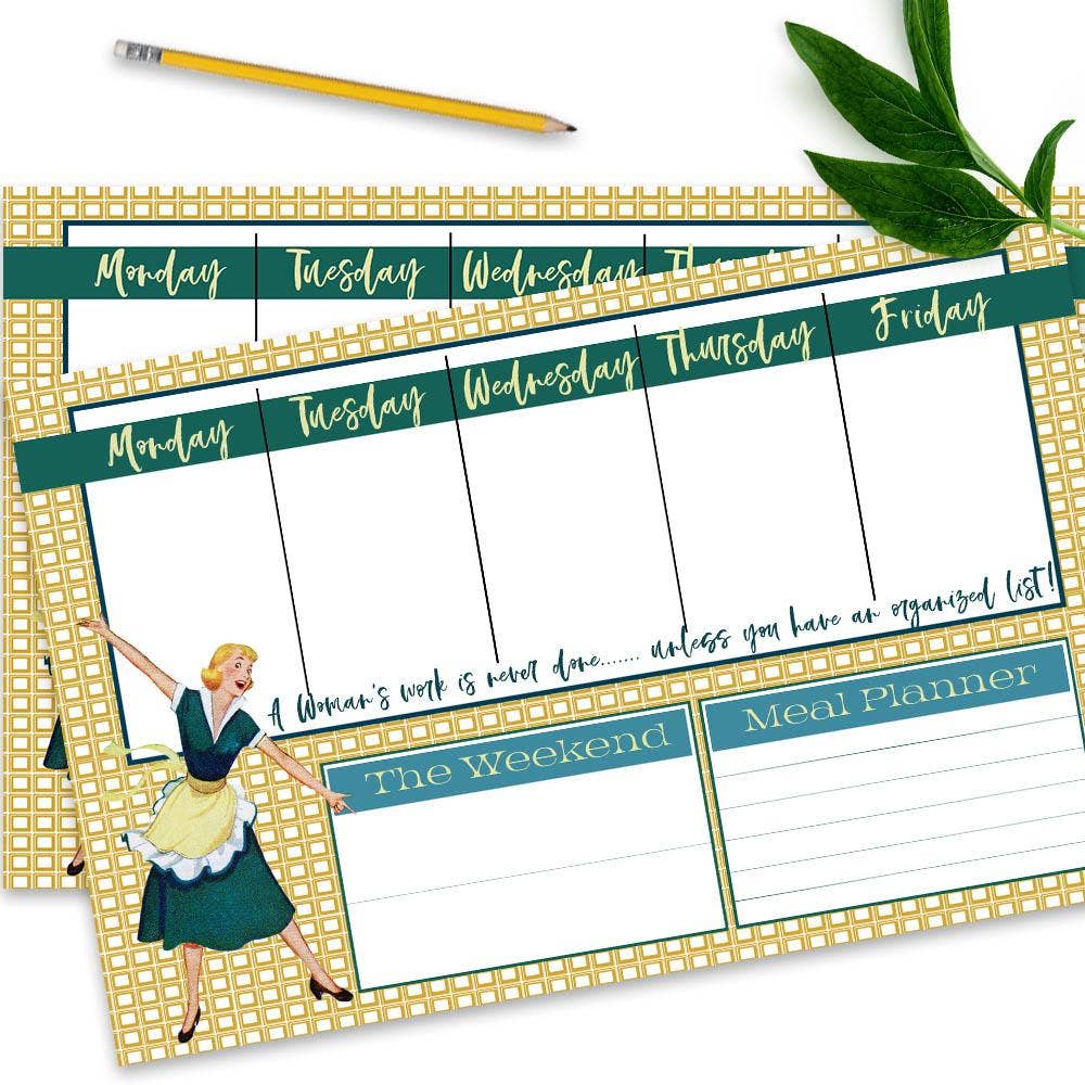 Mod Lounge Paper Company - Wholesale Planner - Vintage Housewife Weekly Meal Planner0